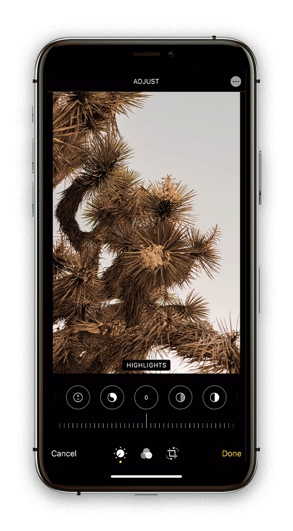 Video showing how to adjust highlights on iphone