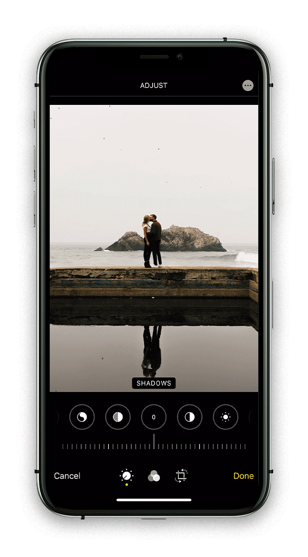 Video showing how to adjust shadows on iphone