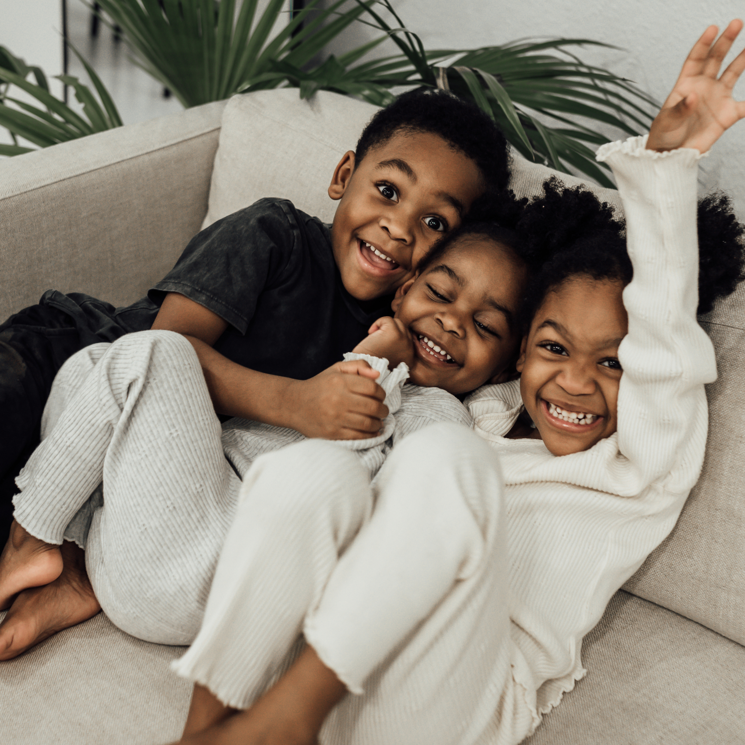 Siblings posing for a picture.