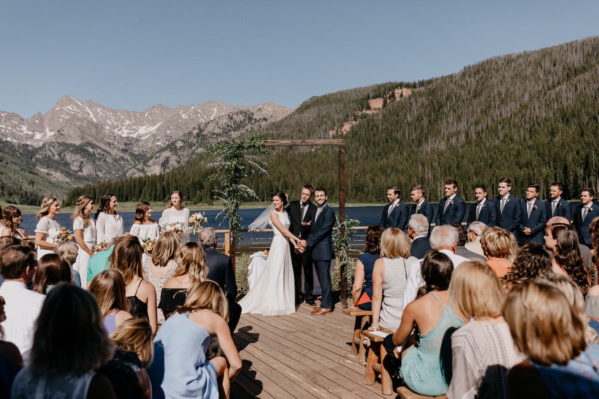 Wedding party at the altar