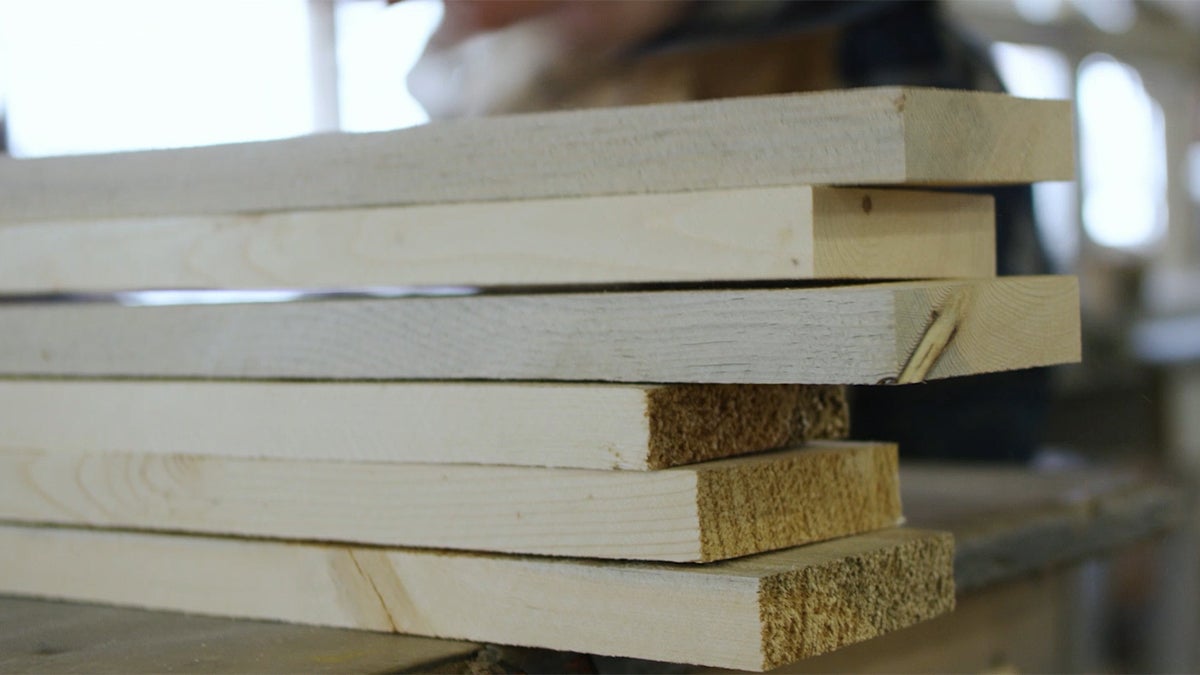 Stacks of reclaimed beetle kill pine