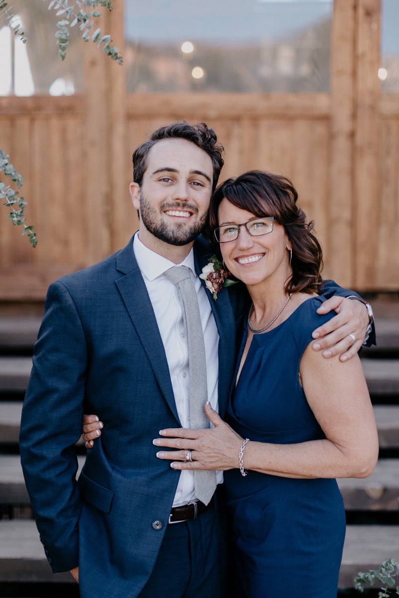 Portrait of groom and mother