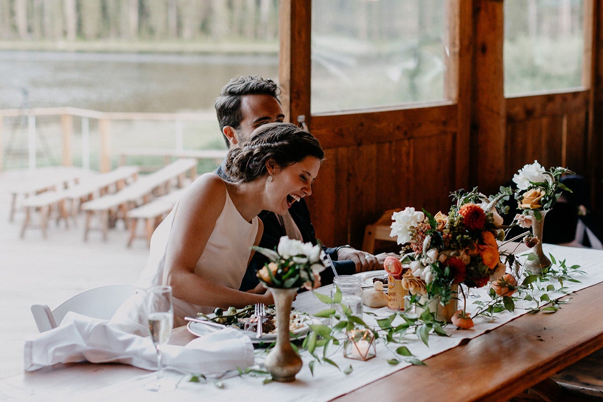 Bride and groom at the head table