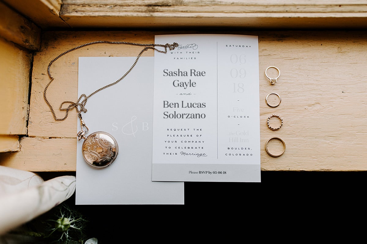 Wedding invitation and bands