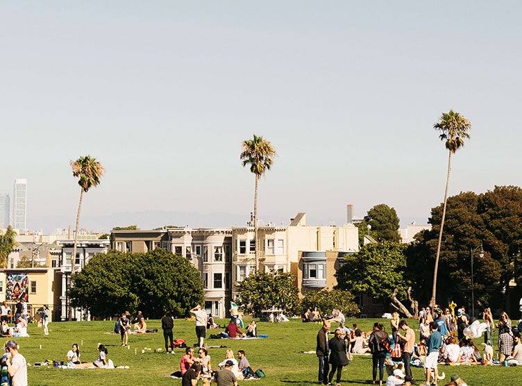 College campus at springtime