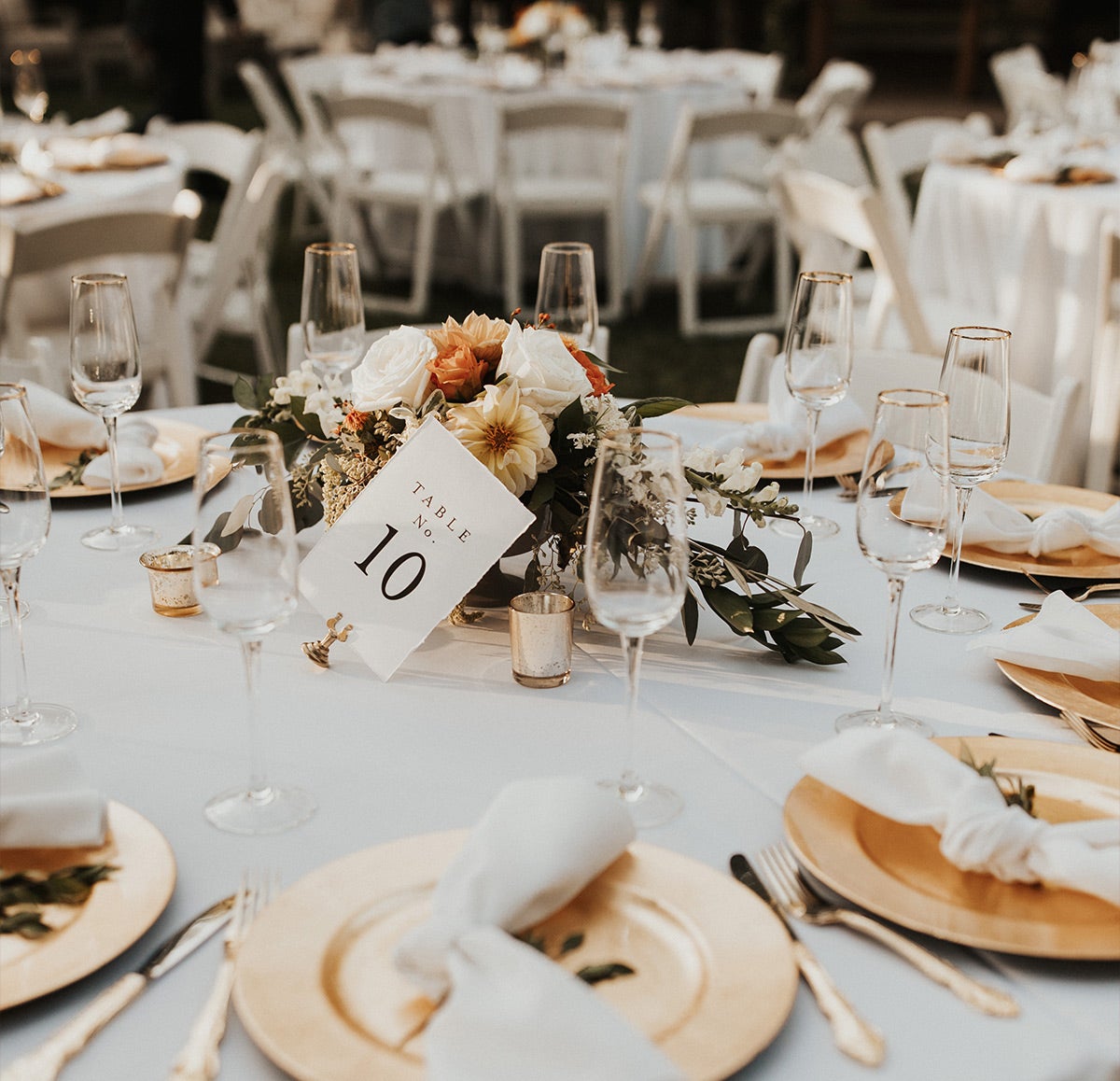 Table settings at wedding reception