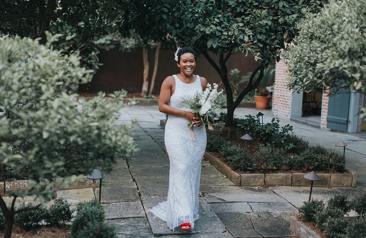 Bride walking down the aisle